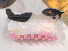 Load image into Gallery viewer, Tuxedo Cat Hair Claw Clip | Pearlescent Acrylic | Cat Lover Gift | Cute Animal Hair Accessory