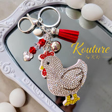 Load image into Gallery viewer, Rhinestone Chicken Hen Keychain & Purse Charm with Crystal Beads | Kouture by KK