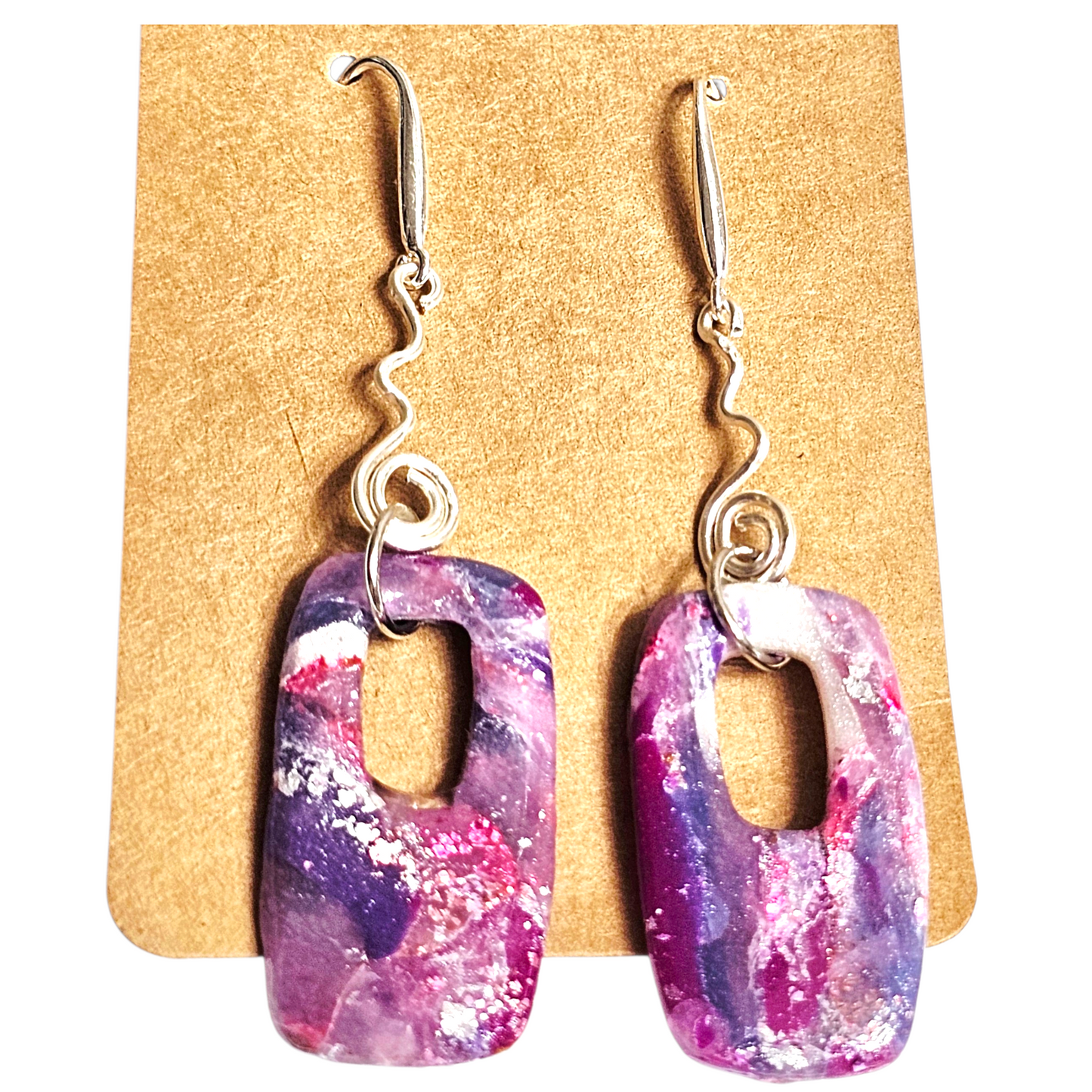 Purple Galaxy Sculpted Clay Earrings – Signature Artisan Statement Dangles