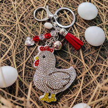 Load image into Gallery viewer, Rhinestone Chicken Hen Keychain & Purse Charm with Crystal Beads | Kouture by KK