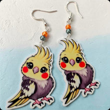 Load image into Gallery viewer, Cockatiel Acrylic Jewelry | Hanging Earrings, Post Earrings & Necklace