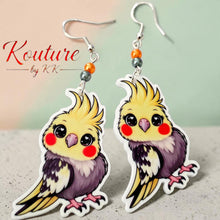 Load image into Gallery viewer, Cockatiel Acrylic Jewelry | Hanging Earrings, Post Earrings & Necklace