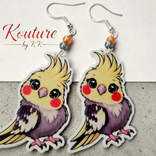 Load image into Gallery viewer, Cockatiel Acrylic Jewelry | Hanging Earrings, Post Earrings & Necklace