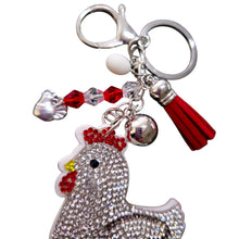 Load image into Gallery viewer, Rhinestone Chicken Hen Keychain & Purse Charm with Crystal Beads | Kouture by KK