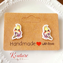 Load image into Gallery viewer, Cockatiel Acrylic Jewelry | Hanging Earrings, Post Earrings & Necklace