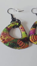 Load and play video in Gallery viewer, Colorful Pumpkin Polymer Clay Triangle Dangle Earrings

