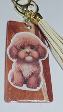 Load and play video in Gallery viewer, Doodle Dog Polymer Clay Keychain with Tassel &amp; Heart Charm
