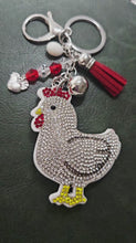 Load and play video in Gallery viewer, Rhinestone Chicken Hen Keychain &amp; Purse Charm with Crystal Beads | Kouture by KK

