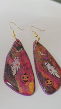 Load and play video in Gallery viewer, Halloween Ghost, Bat &amp; Pumpkin Polymer Clay Handmade Earrings
