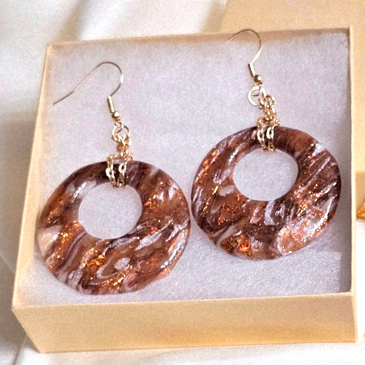 Copper Dreams Signature Set - Hand-Sculpted Polymer Clay Necklace & Earrings with Gold Leaf | One of a Kind