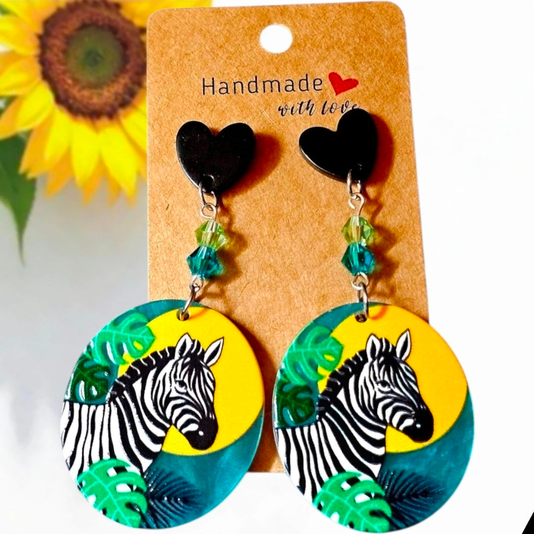 Zebra Tropical Acrylic Earrings