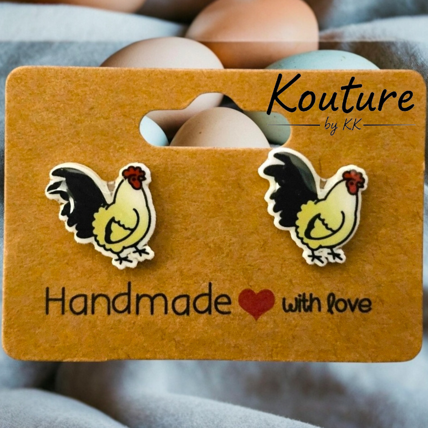 Acrylic Rooster Post Earrings