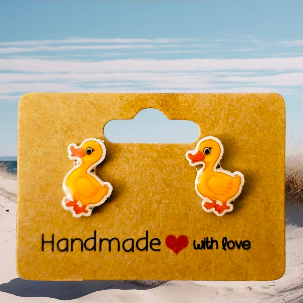 Handmade Acrylic Animal Post Earrings - Duck or Baby Goat