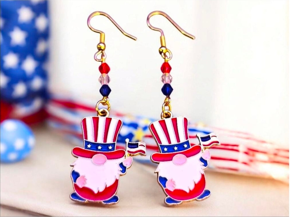 Patriotic Gnome Earrings