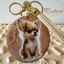 Load image into Gallery viewer, Chihuahua Keychain – Handmade Polymer Clay. Glitter Key Chain. One of a Kind give to rescues
