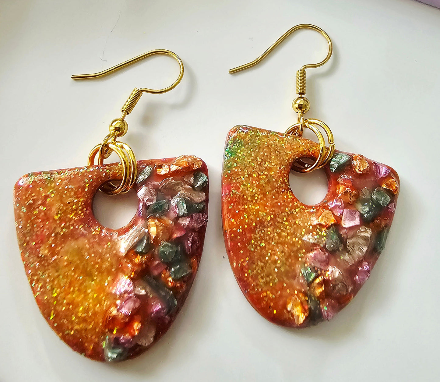 Sunset Ember — Handcrafted Polymer Clay Dangle Earrings