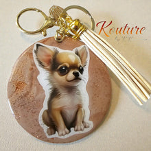 Load image into Gallery viewer, Chihuahua Keychain – Handmade Polymer Clay. Glitter Key Chain. One of a Kind give to rescues
