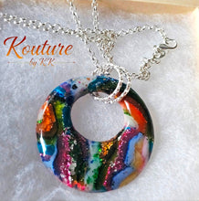 Load image into Gallery viewer, Rainbow Donut Pendant Necklace – Hand-Sculpted Polymer Clay with Multi-Color Foils &amp; Glitter | Signature Sculpted Collection | One of a Kind
