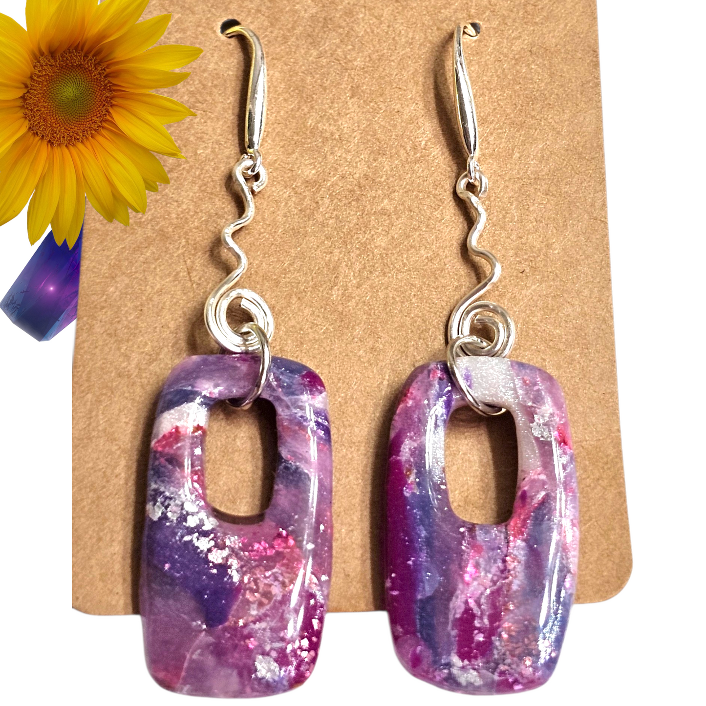 Purple Galaxy Sculpted Clay Earrings – Signature Artisan Statement Dangles