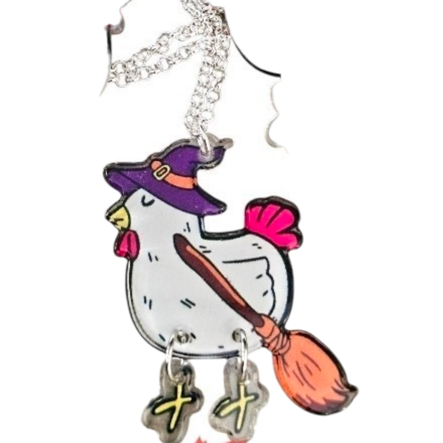 Halloween Witch Chicken Jewelry – Acrylic Dangle Feet Earrings, Necklace & Set