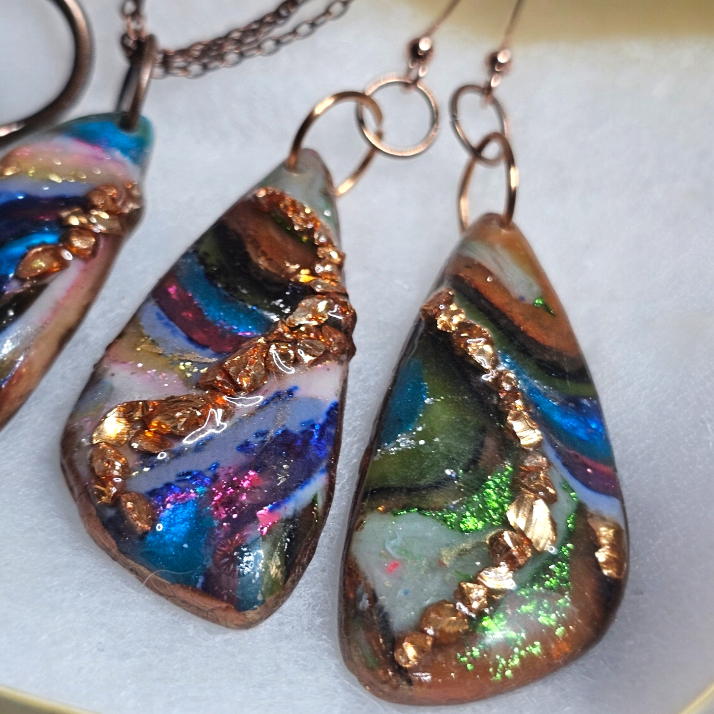 Copper Dreams — Polymer Clay Pendant & Earring Set | Signature Sculpted Collection