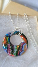 Load image into Gallery viewer, Rainbow Donut Pendant Necklace – Hand-Sculpted Polymer Clay with Multi-Color Foils &amp; Glitter | Signature Sculpted Collection | One of a Kind

