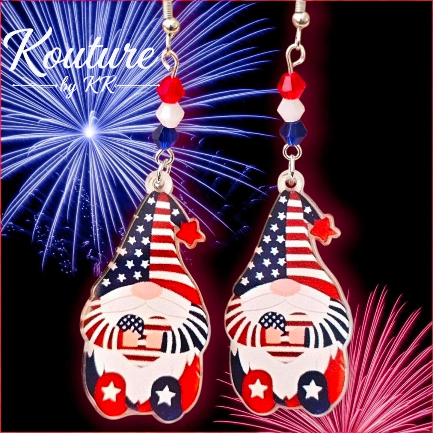 Patriotic Gnome Earrings - 4th of July Jewelry