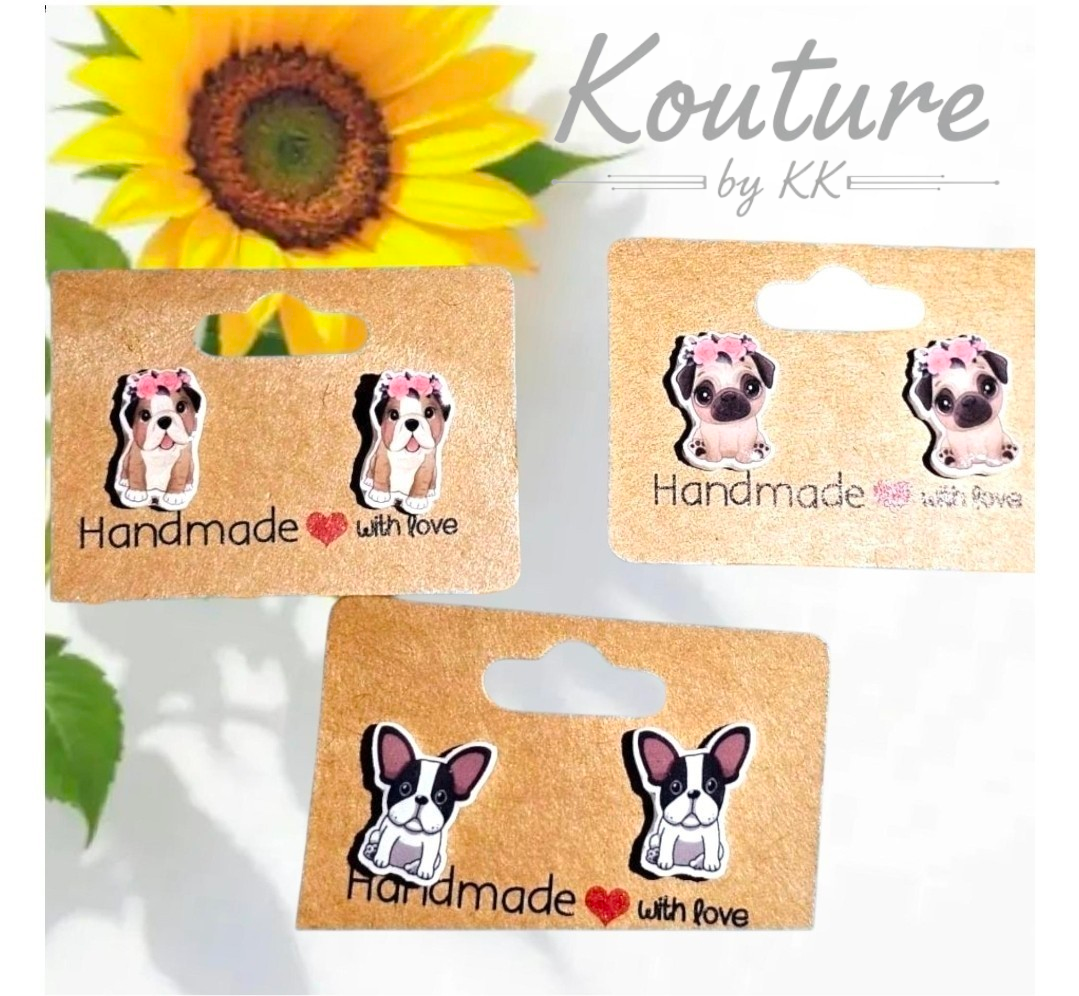 Adorable Dog Breed Post Earrings - Pug, Bulldog & French Bulldog