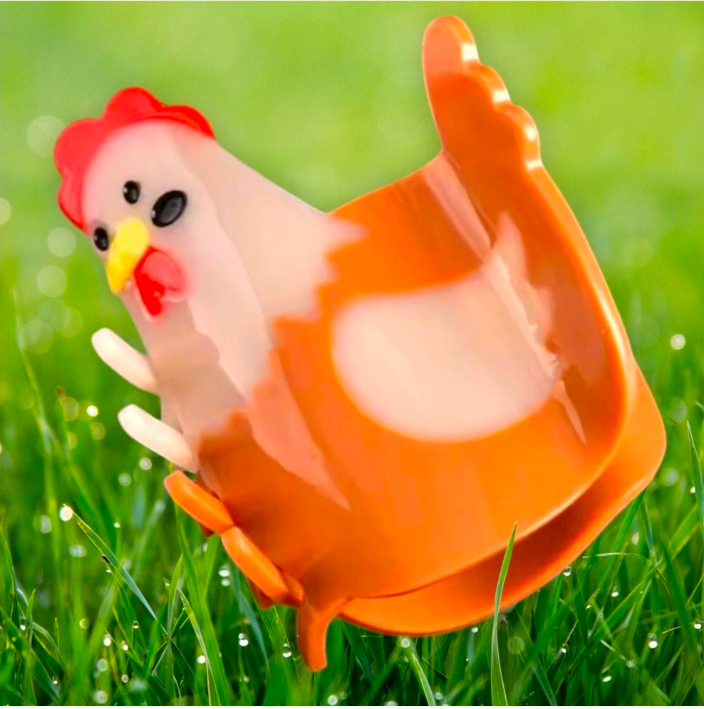 Funny Chicken Hair Claw Clip – Brown and Cream Farmhouse Hair Accessory