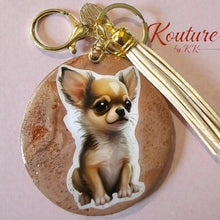 Load image into Gallery viewer, Chihuahua Keychain – Handmade Polymer Clay. Glitter Key Chain. One of a Kind give to rescues
