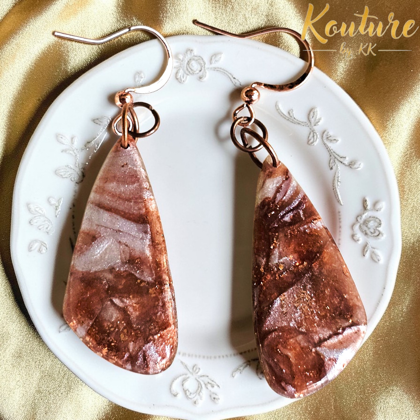 Copper Dreams Signature Collection - Hand-Sculpted Polymer Clay Earrings with Gold Leaf | One of a Kind