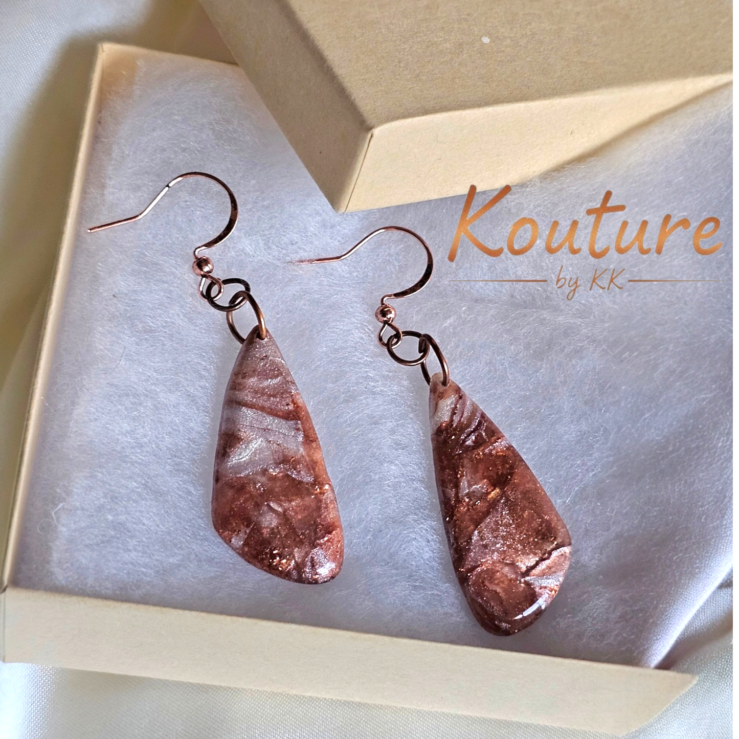 Copper Dreams Signature Collection - Hand-Sculpted Polymer Clay Earrings with Gold Leaf | One of a Kind
