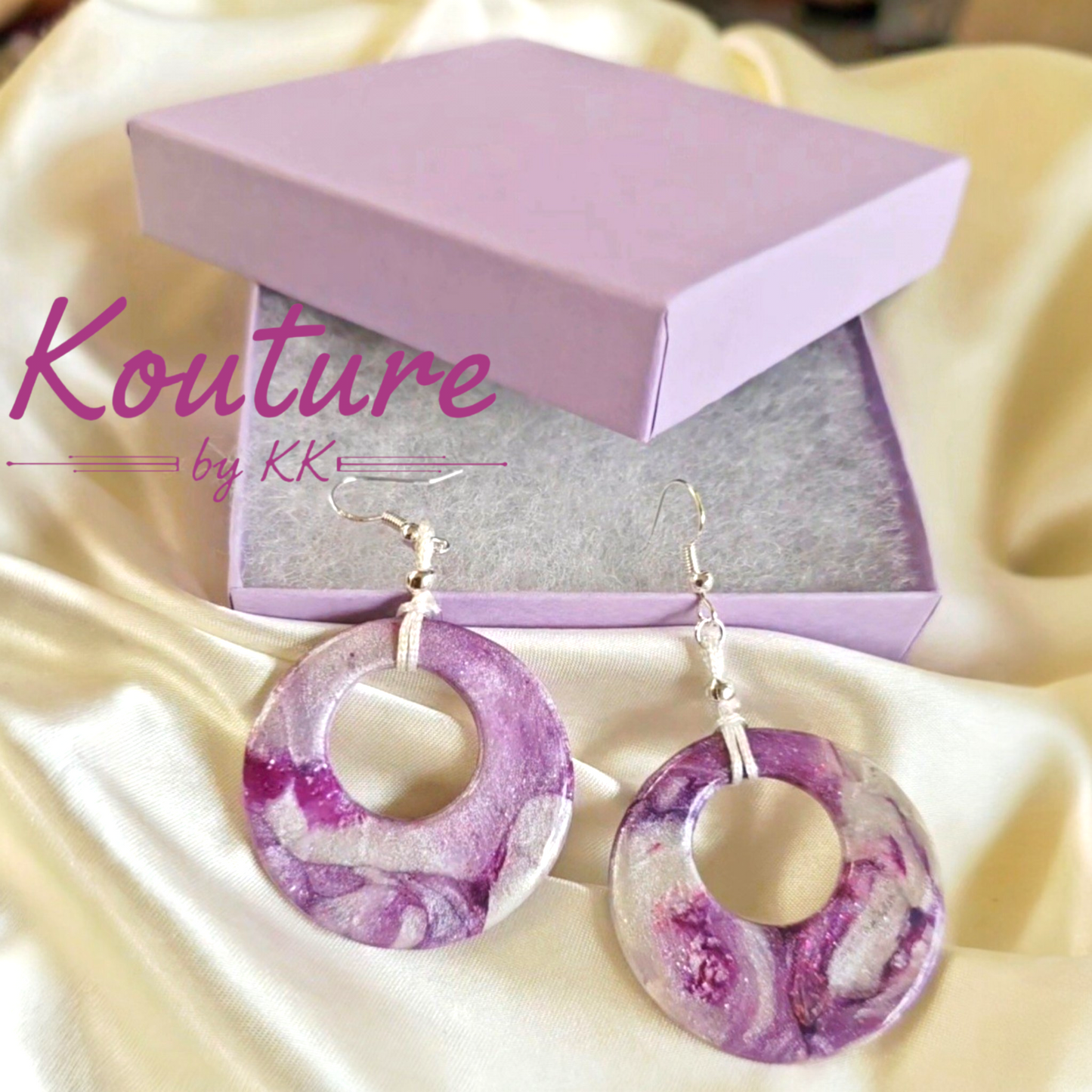 Purple Galaxy Hoop Earrings – Hand-Sculpted Polymer Clay with Sterling Silver Hooks | Signature Artisan Statement Jewelry