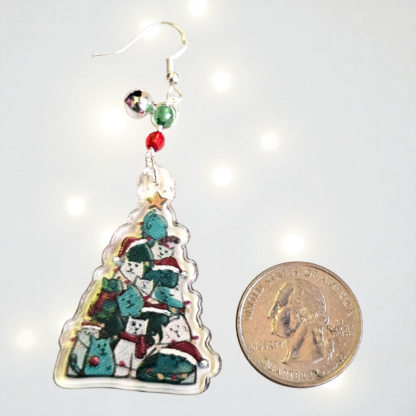 Cat Christmas Tree Earrings – Holiday Jewelry for Cat Lovers