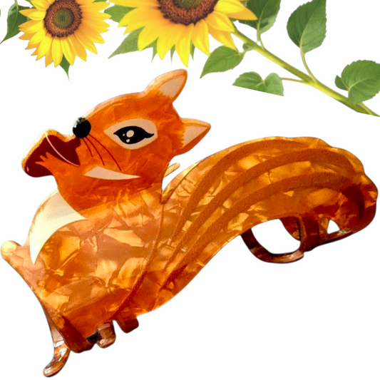 Squirrel Hair Claw Clip – Fall Animal Style Hair Accessory