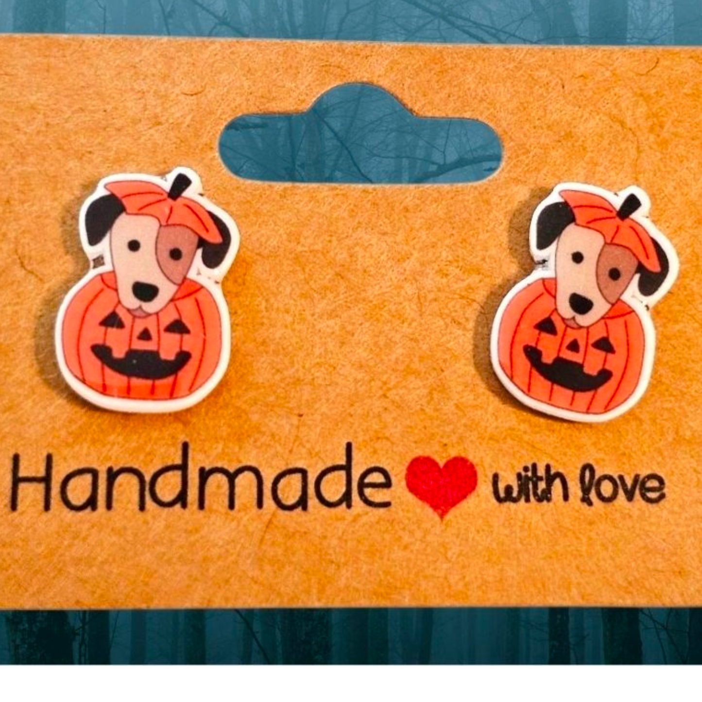 Handmade Halloween Dog Earrings – Acrylic Studs for Women