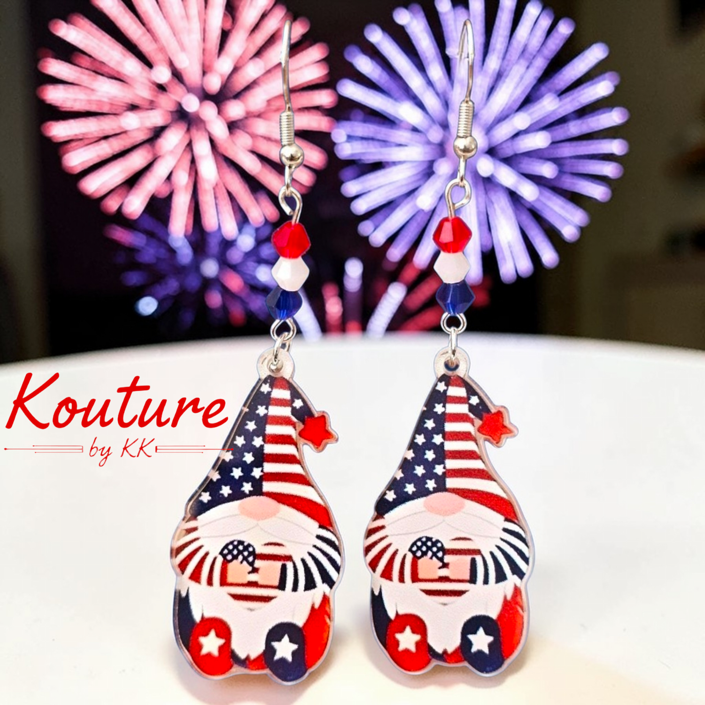 Patriotic Gnome Earrings - 4th of July Jewelry