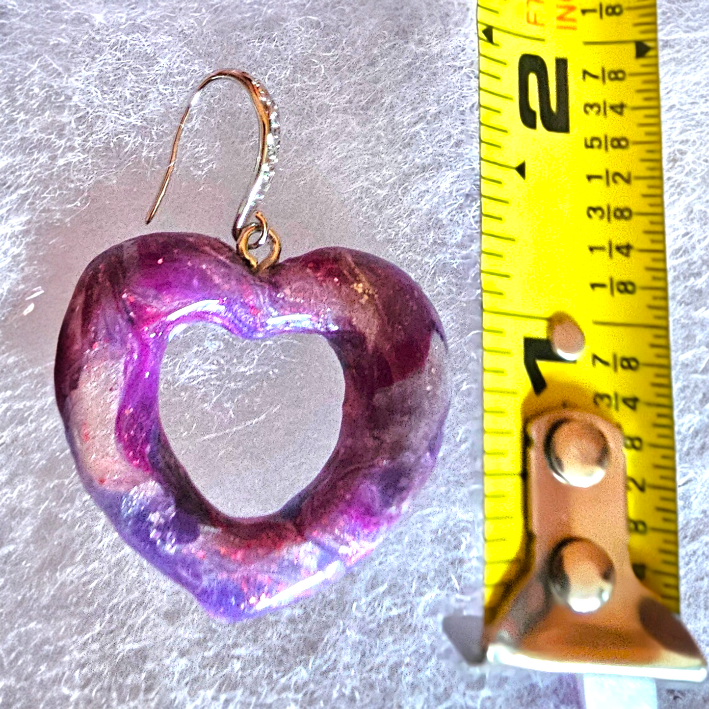 Purple Galaxy Heart Set – Hand-Sculpted Polymer Clay Necklace & Earrings with Silver Foil | One of a Kind Artisan Jewelry