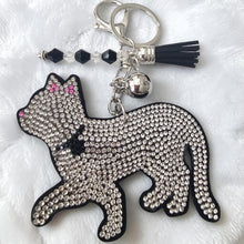 Load image into Gallery viewer, Rhinestone Dog &amp; Cat Keychains — with Tassel &amp; Crystal Beads. Dog &amp; Cat Bag and Tote Charm
