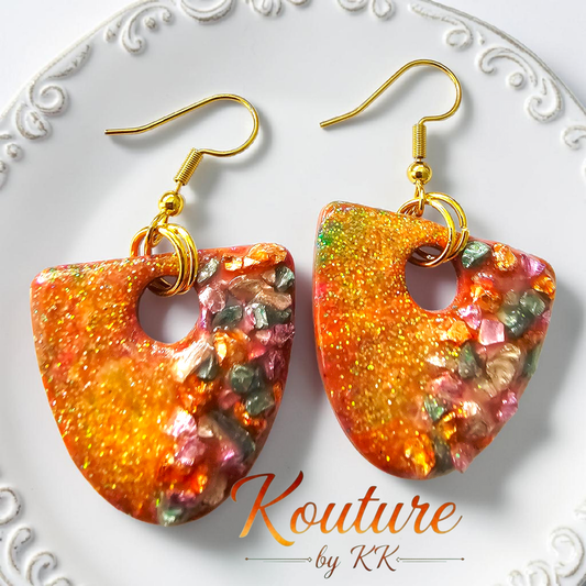 Sunset Ember — Handcrafted Polymer Clay Dangle Earrings