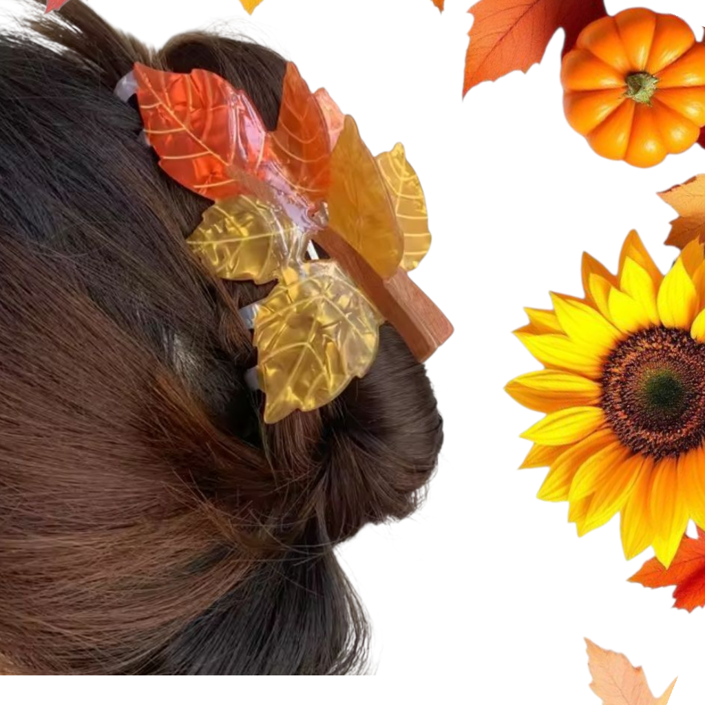Fall Leaves Hair Claw Clip – Autumn Leaf Hair Accessory for Women