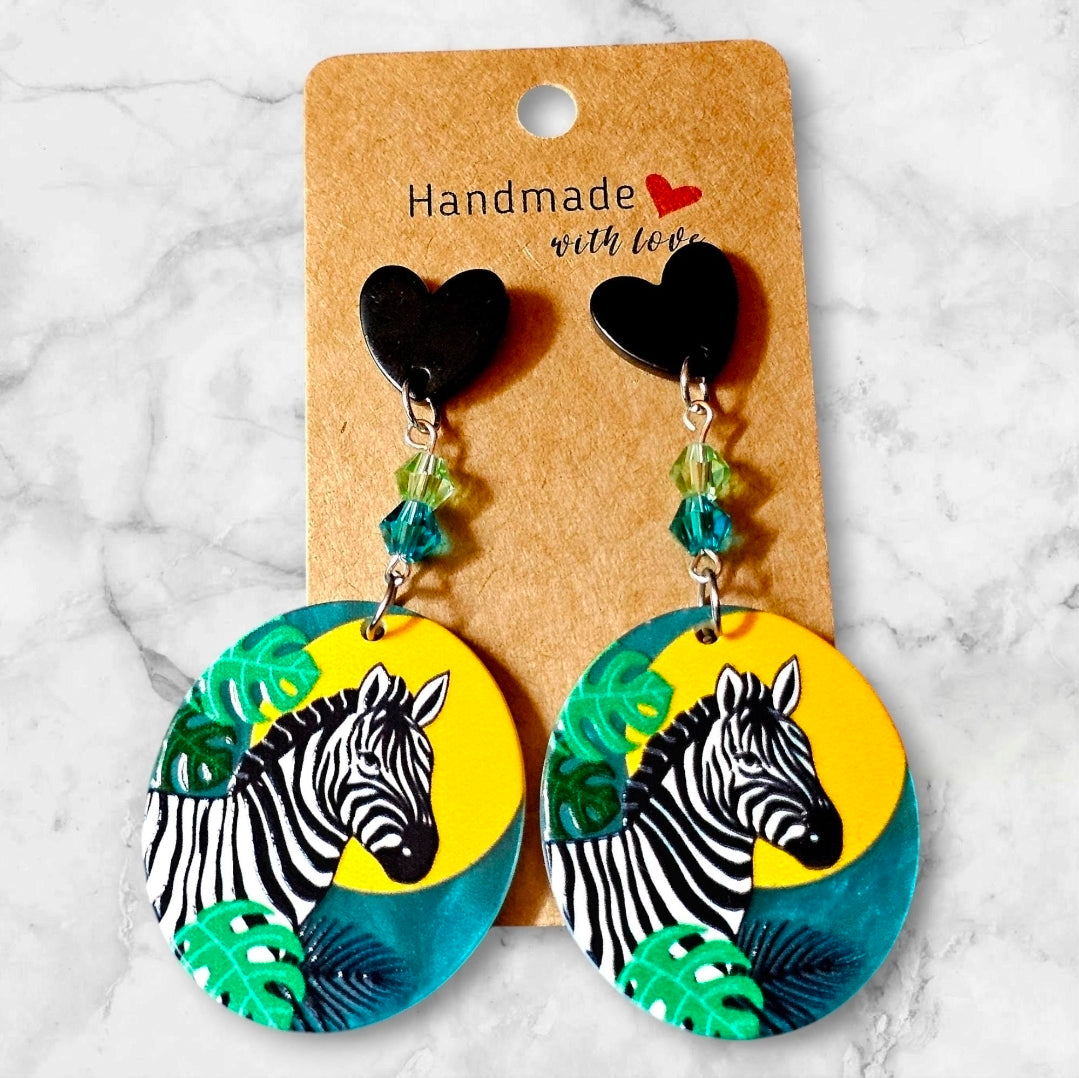 Zebra Tropical Acrylic Earrings