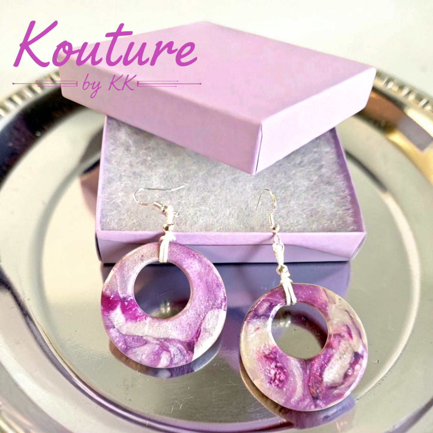 Purple Galaxy Hoop Earrings – Hand-Sculpted Polymer Clay with Sterling Silver Hooks | Signature Artisan Statement Jewelry