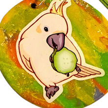 Load image into Gallery viewer, Handmade Cockatoo Hand-Sculpted Polymer Clay Keychain with Resin Overlay — Bird Keychain
